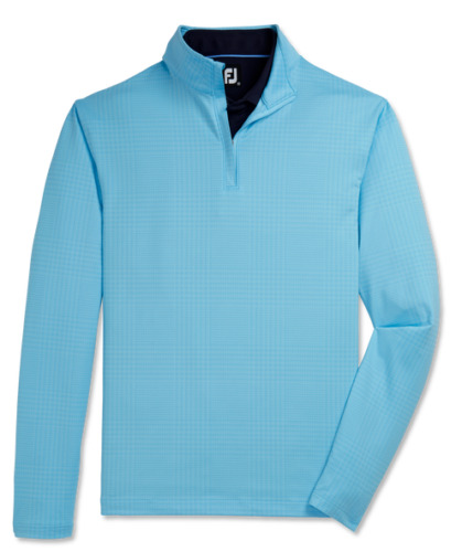 NEW FOOTJOY GOLF 1/2 ZIP GLEN PLAID PRINTED MID LAYER PULLOVER BLUE SKY LARGE