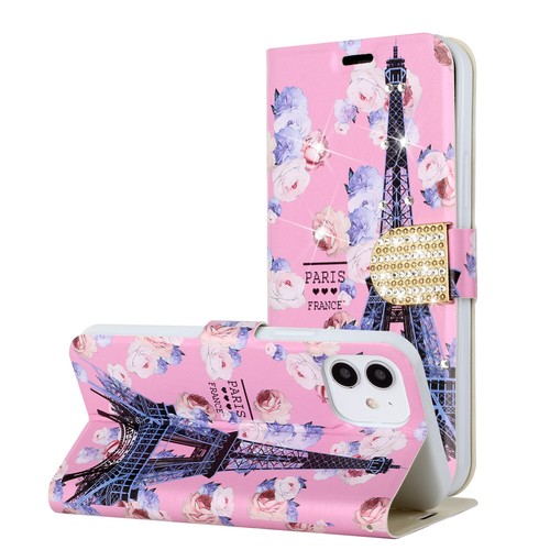 Samsung Galaxy A02s Leather Premium Wallet Case Pouch Diamante Flip Phone Cover - Picture 10 of 11