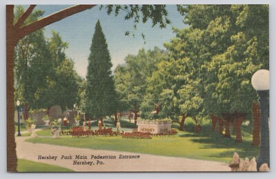 Hershey PA Pennsylvania Park Main Pedestrian Entrance Vintage 1955 Postcard