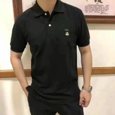 Brooks Brothers 1818 Mens Performance Polo Shirt Sz.M/Slim Fit/Black-Gold Logo