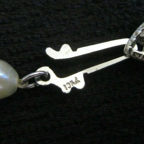 16.5" Cultured 4mm White Pearl Necklace, Individual Knots, 10K White Gold Clasp - Picture 8 of 12
