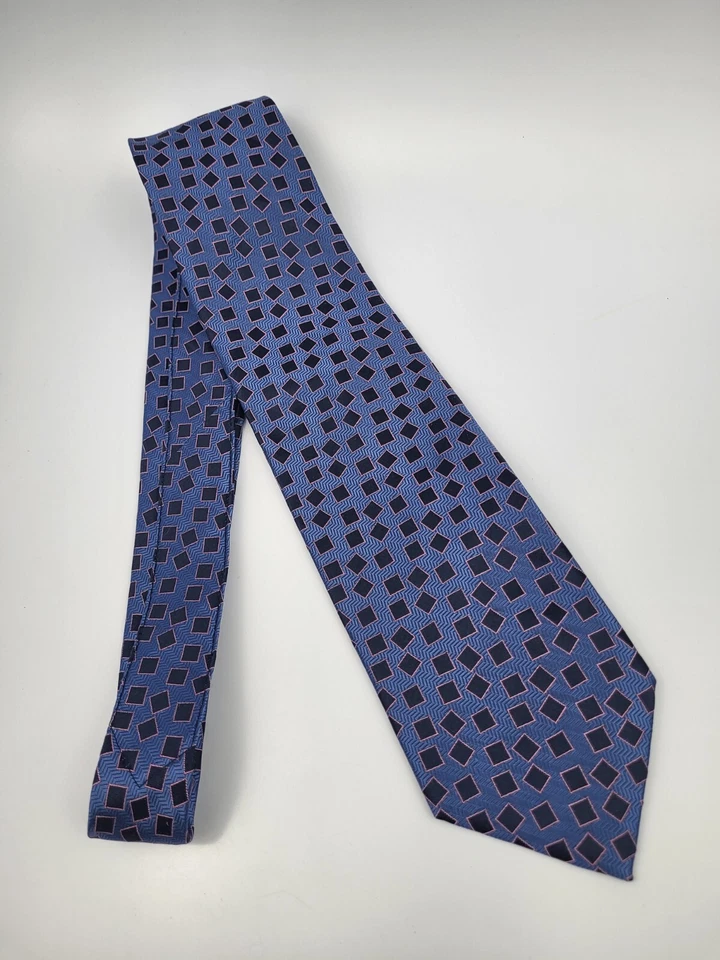 Corbata de seda Canterbury azul negra geométrica para hombre 58 x 3,5 Foto 2 de 4