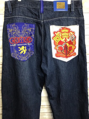 Coogi Mens Blue Baggy Leg Dark Wash 