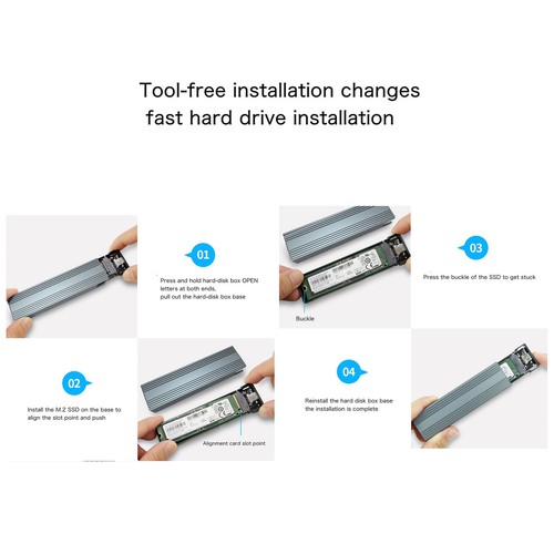 M2 SSD-Gehäuse NVME-Gehäuse M.2 an USB Type C 3.1 Festplattenbox SSD-Adapter - Afbeelding 10 van 12