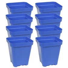 SUNPACK 5" x 5" Heavy Duty Seed Starting Square Insert Pot, Blue, 6" (Pack of 8)