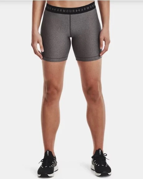 UNDER ARMOUR WOMEN'S HEATGEAR COMPRESSION 5 MIDDY SHORTS GRAY # 1371257-NWT