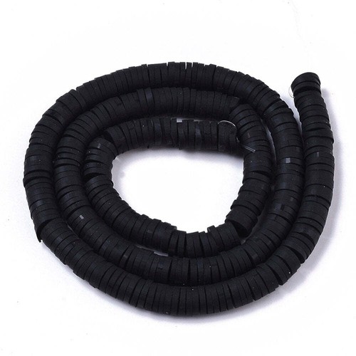 6MM Black Polymer Clay Heishi Bead Strands - Picture 2 of 2