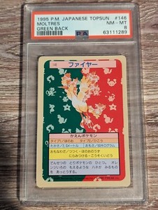 1995 Pokemon Japanese Topsun Moltres #146 PSA 8 Green Back