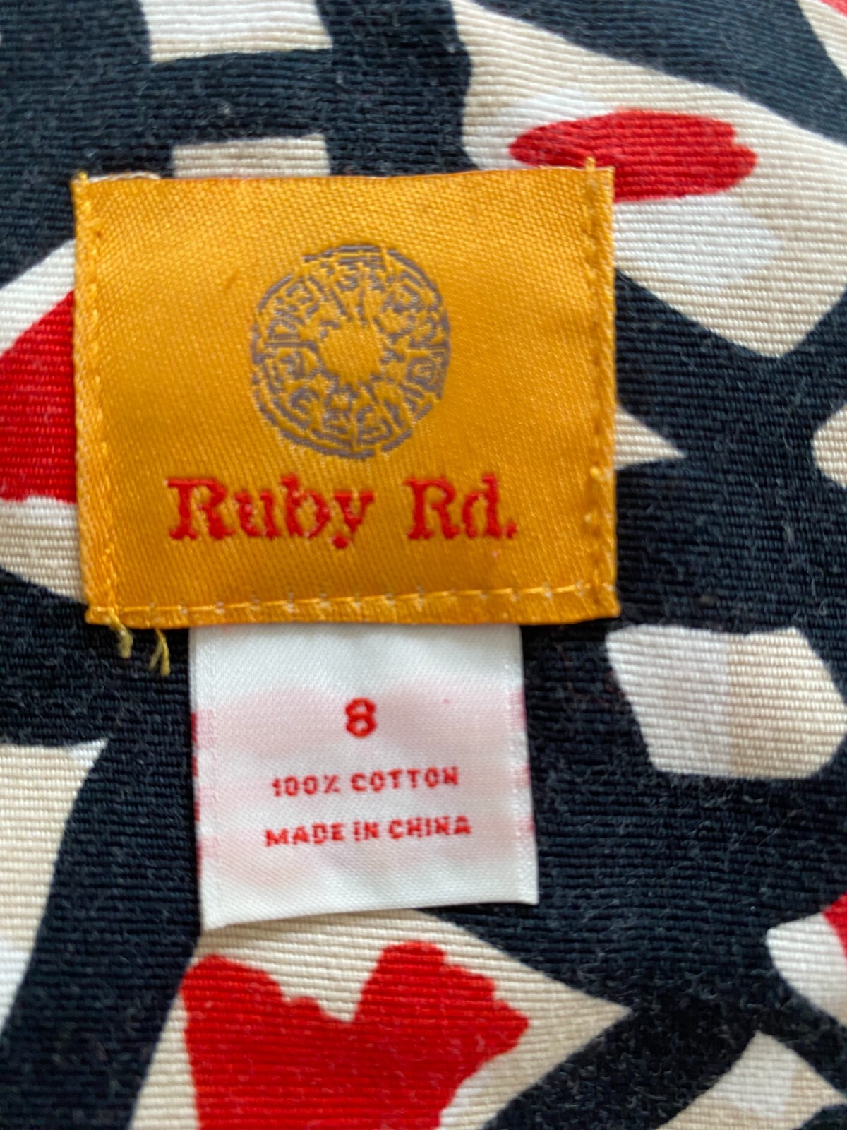 Ruby Red 100% cotton jacket geometric print 3/4 s… - image 3