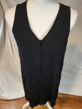 Madewell Heather Button Front Sleeveless Shift Dress S Small Black V-Neck
