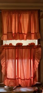 Vintage Sears Curtain Set Dusty Rose 4 Panels Valances Ties 