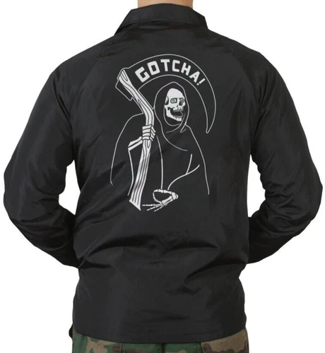 NEW Creepy Co. GRIM GOTCHA Reaper Coach Button Up Snap JACKET M-4XL Sizes death - product listing photo
