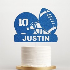 Personalised Glitter Cake Topper, Custom Rugby Football Boys Man Birthday Party