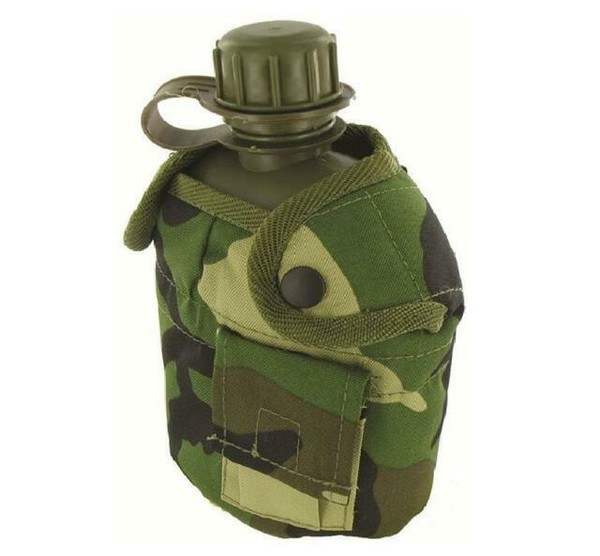 Military Water Bottle Green Camouflage Flask Army Canteen With Camo