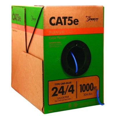 Southwire 1000 ft. Blue 24/4 Solid CU CAT5e CMP (Plenum) Data Cable