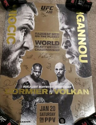 UFC 220 Francis Ngannou vs Stipe Miocic Signed poster SBC Autograph Islam  auto