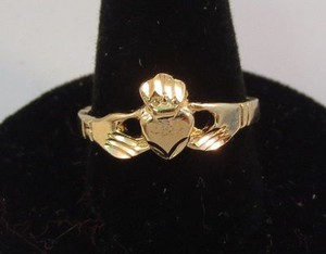 Authentic SIZE 1-13 14KT GOLD PLATED CLADDAGH IRISH CELTIC WEDDING BABY THUMB PINKY RING