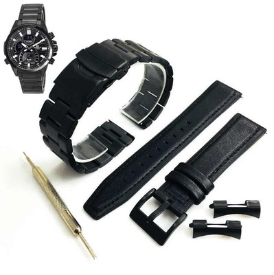 Pack of 2 Black Replacement Watch Bands Fits Casio Edifice ECB-30 ECB-30DC-1A