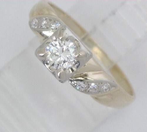 14k Yellow Gold Round Diamond Antique Wedding Engagement Ring .62ct - Picture 2 of 3