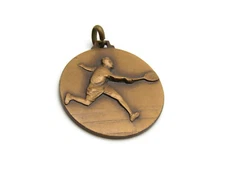 Tennis Player Necklace Charm Vintage Gold Tone Design