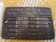 "Horace Green & Co." Brass Sign - Cononley Keighley England