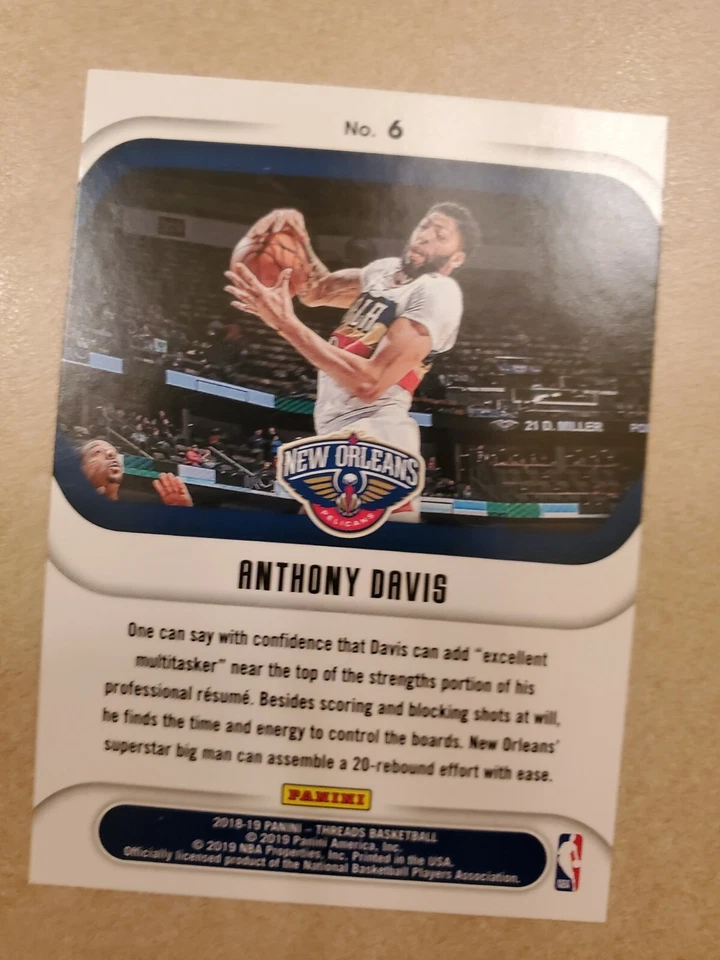2018-19 Panini Threads Board of Directors Dazzle Anthony Davis #6 - Image 2 of 2