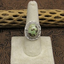  Sterling Silver and Green Turquoise Oval Ring Size 8.25
