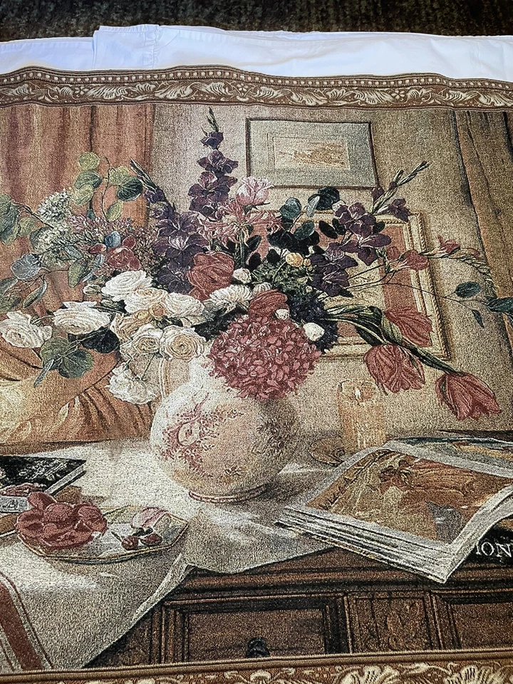 "Tapiz de pared vintage boquet flores libros R. L. Anderson 1999 33 1/2""x 48""" Foto 3 de 4