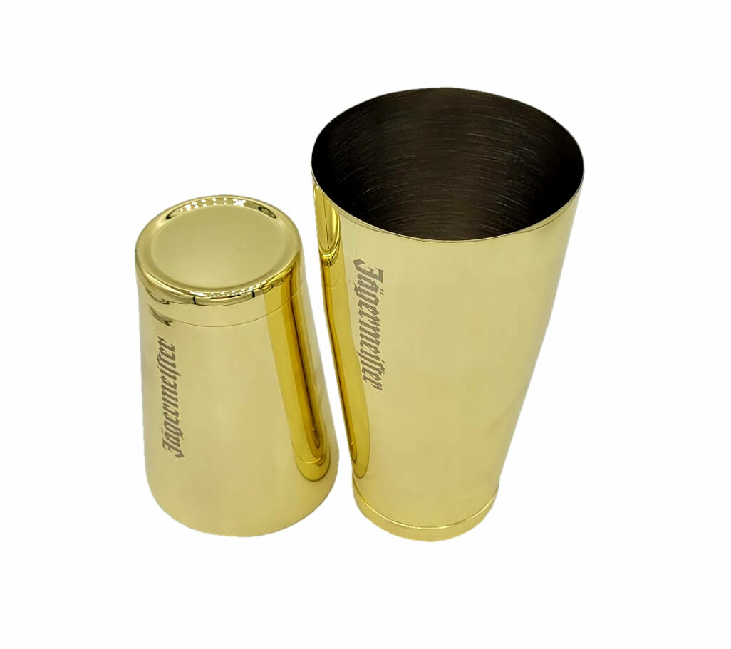 Barshaker Jägermeister Cocktail Tin Tin Shaker / zweiteilig aus Metall in Goldo