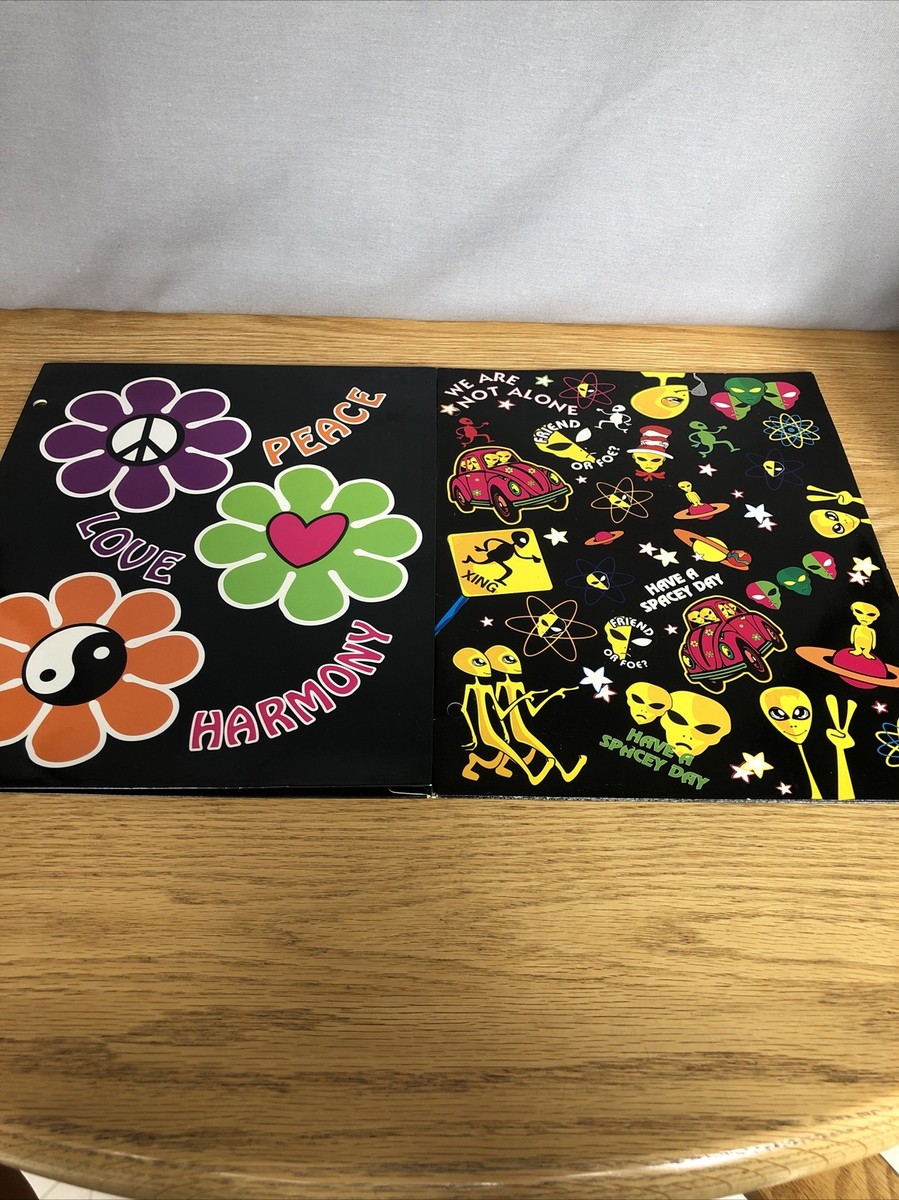 2 Vintage 1996 Kalan Mod Aliens Flower Power Peace School Pocket