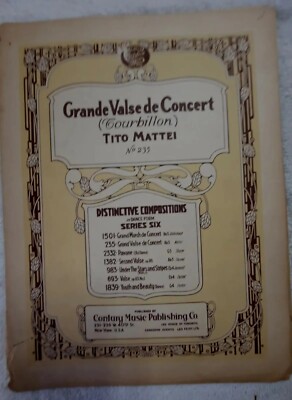  1935 Piano sheet music Grande Valse  de Concert Tourbillon by Tito Mattei waltz