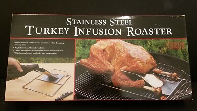Charcoal Companion Stainless Steel Bbq Grill Turkey Infusion Roaster NIB