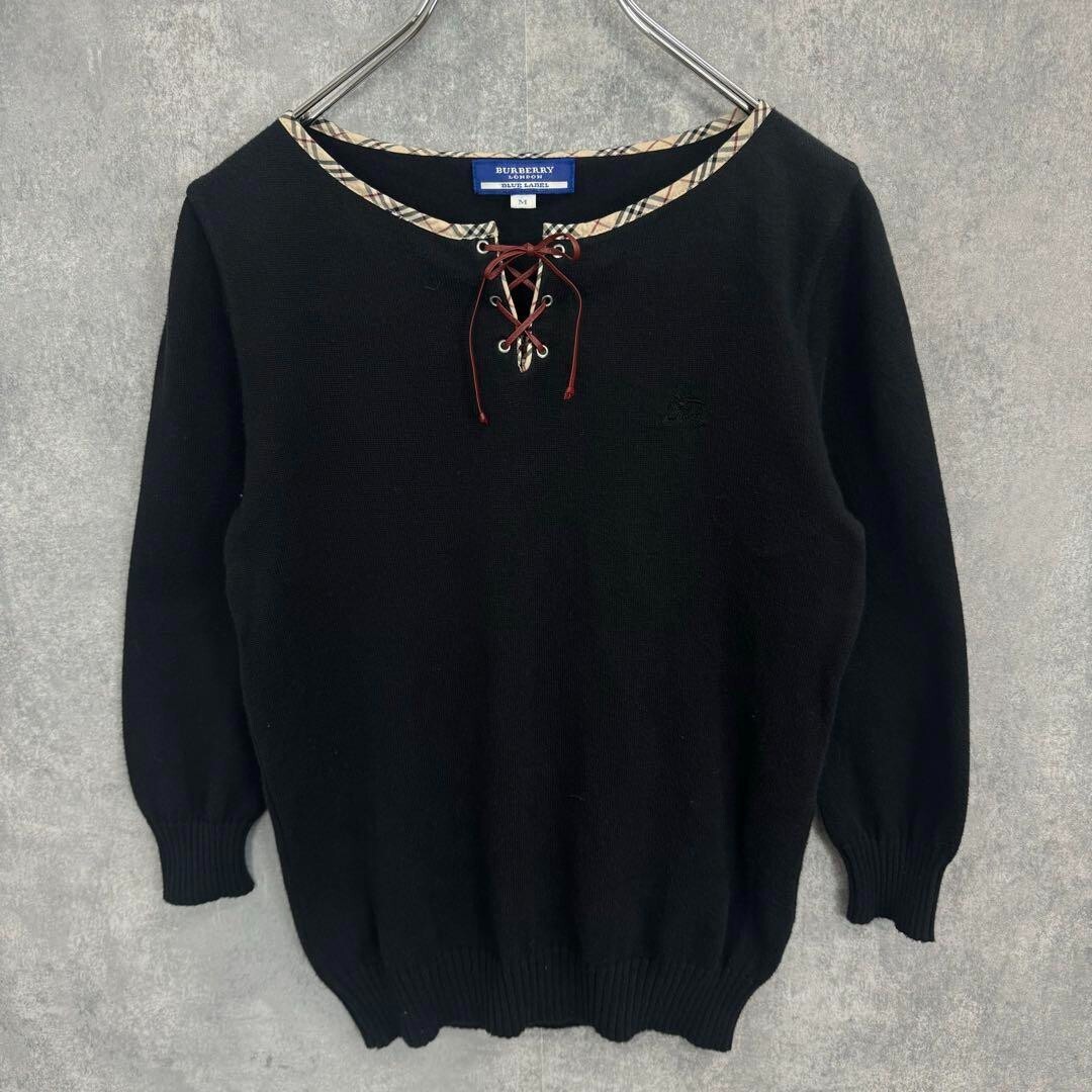 Burberry Blue Label Knit pullover sizse S Black Nova Check Ribbon