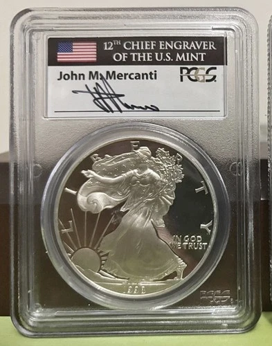 1998-P $1 American Silver Eagle PROOF JOHN MERCANTI PCGS 1oz .999 Silver