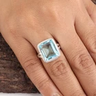 Natural Sky Blue Topaz Gemstone 925 Sterling Silver Pretty Ring For Wedding Gift