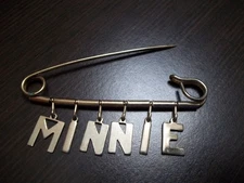 Minnie Mouse words  Vintage  Trading  Safety Pin Plaid skirt accent