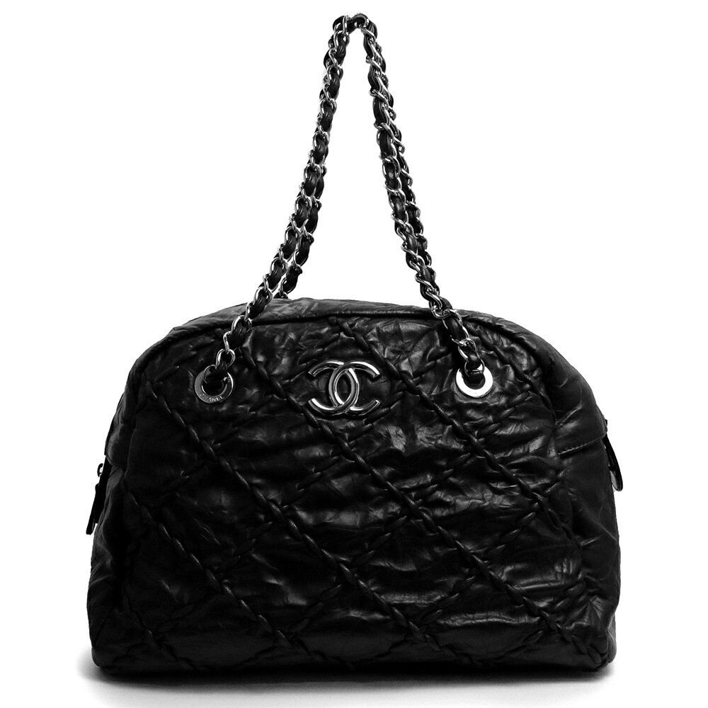Chanel Ultra Stitch Chain Shoulder Tote in Black Calfskin Leather
