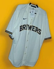 NWT SICK Nike Authentic SEWN Willy Adames Brewers Mens 2XL Cream Jersey🍺⚾️ $180