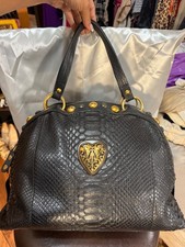 GUCCI python baboushka hysteria satchel bag black exotic gold hardware