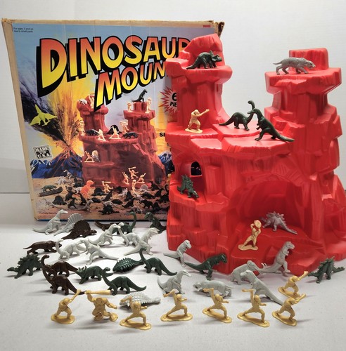 Tim Mee Toys Dinosaur Mountain Playset Box With Cavemen USA 5745