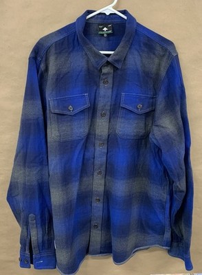 LRG Lifted Research Group Flannel Mens XXL Blue Grey Plaid Midweight