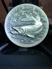 Vintage Great Lakes BLUE PIKE extinction 925 Sterling Silver art bar round