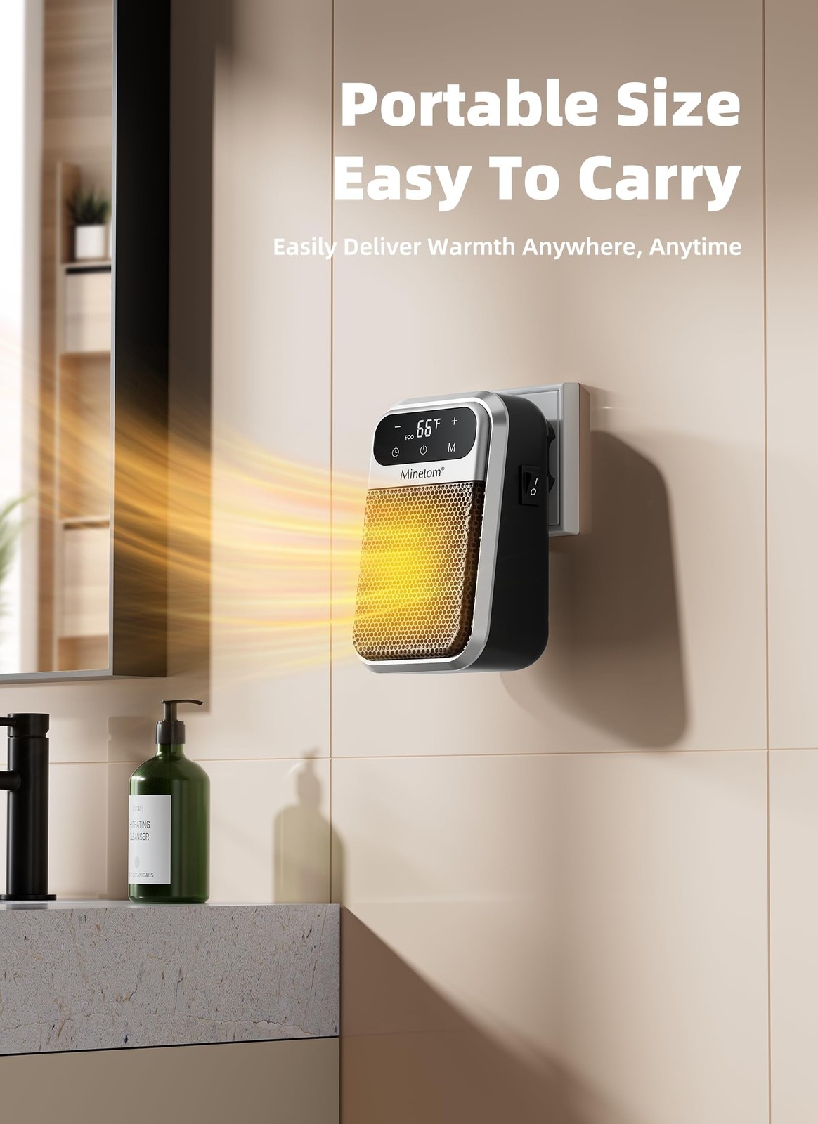 Minetom Portable Plug In Space Heater, 800W Small Wall Heater for Indoor Use,...