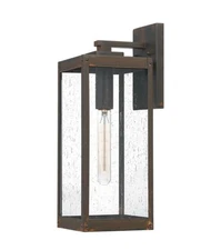 Quoizel Westover WVR8406IZ Outdoor Wall Lantern Bronze Seeded Glass 17” $250