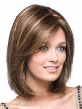 Human Hair New Fashion Gorgeous Women's Golden Brown Straight Wigs 12 In