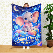 Elephant Coral Fleece Blanket Animal Lover Gift