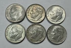 6 Roosevelt Dimes Silver