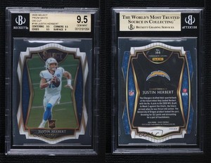 2020 Select Premier Level White Prizm Die-Cut Justin Herbert BGS 9.5 Rookie RC