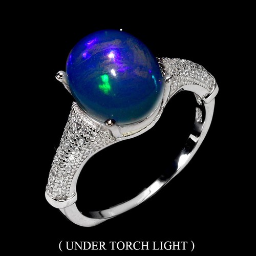 925 Sterling Silver Ring Oval Fire Opal 11x9mm Natural Gemstone Jewelry Size 7
