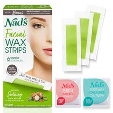 Nad s Facial Wax Strips 20 Count No Heat Hair Removal for Smooth Skin